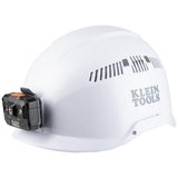 Safety Helmet Vented-Class C with Rechargeable Headlamp White 60150