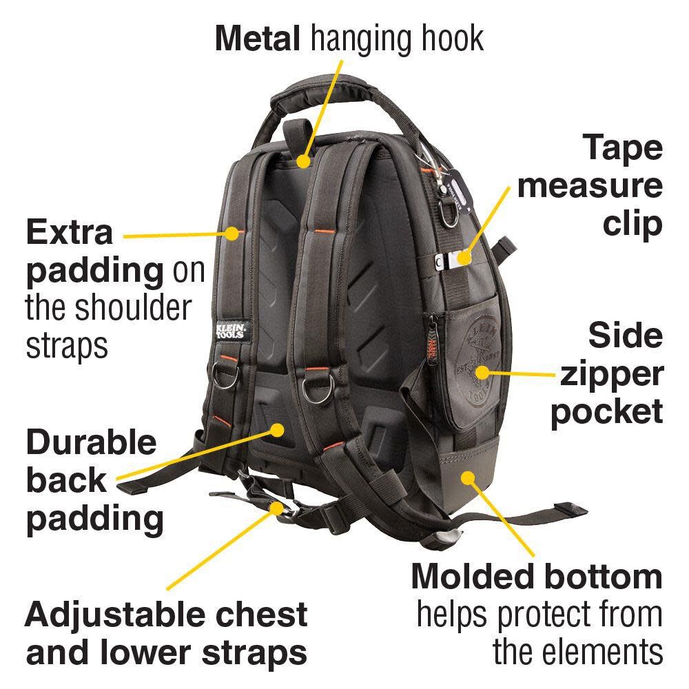 Tradesman Pro(TM) Tool Master Tool Bag Backpack Black Ballistic Nylon 13.5-in Zippered Backpack 55485