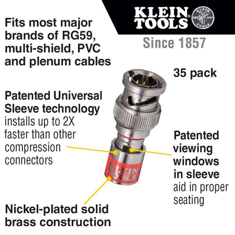 Universal BNC Compression Connector RG59 Pack of 35 VDV813619