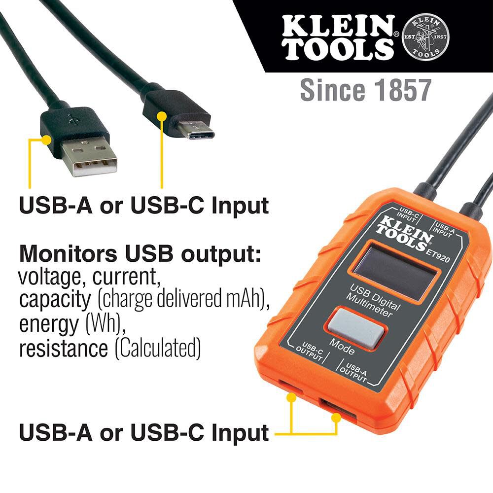 USB Digital Meter USB Type A and C ET920