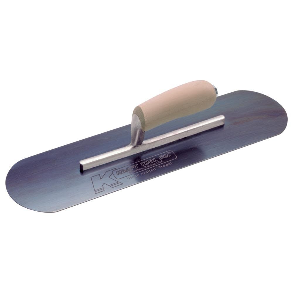 14 In. x 4 In. Blue Steel Pool Trowel with Wood Handle On a Short Shank CF277B