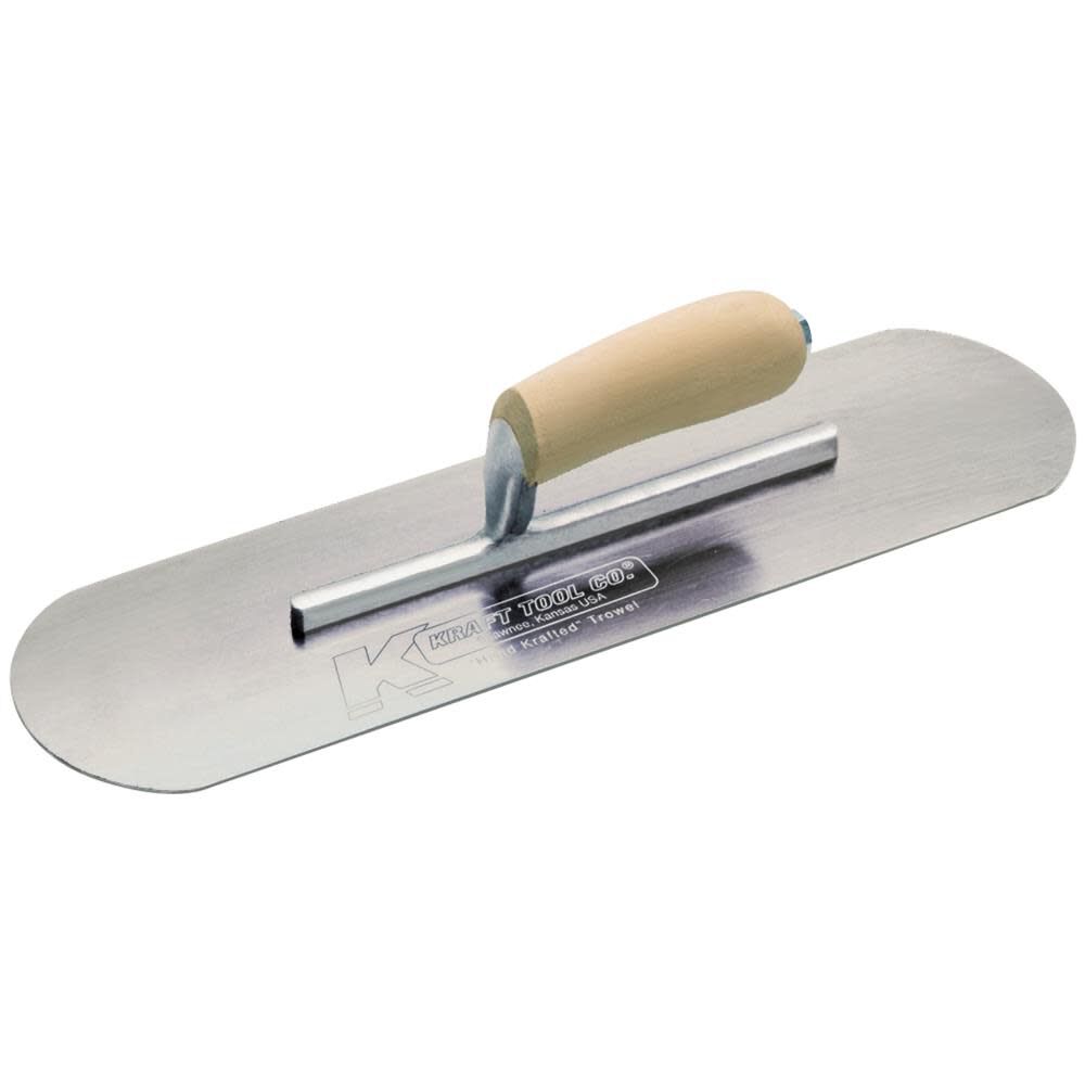 20 In. x 5 In. Carbon Steel Pool Trowel with Wood Handle On a Short Shank CF440