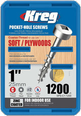 1in #7 Coarse Pan-Head Zinc Pocket Screw - 1200ct SPS-C1-1200