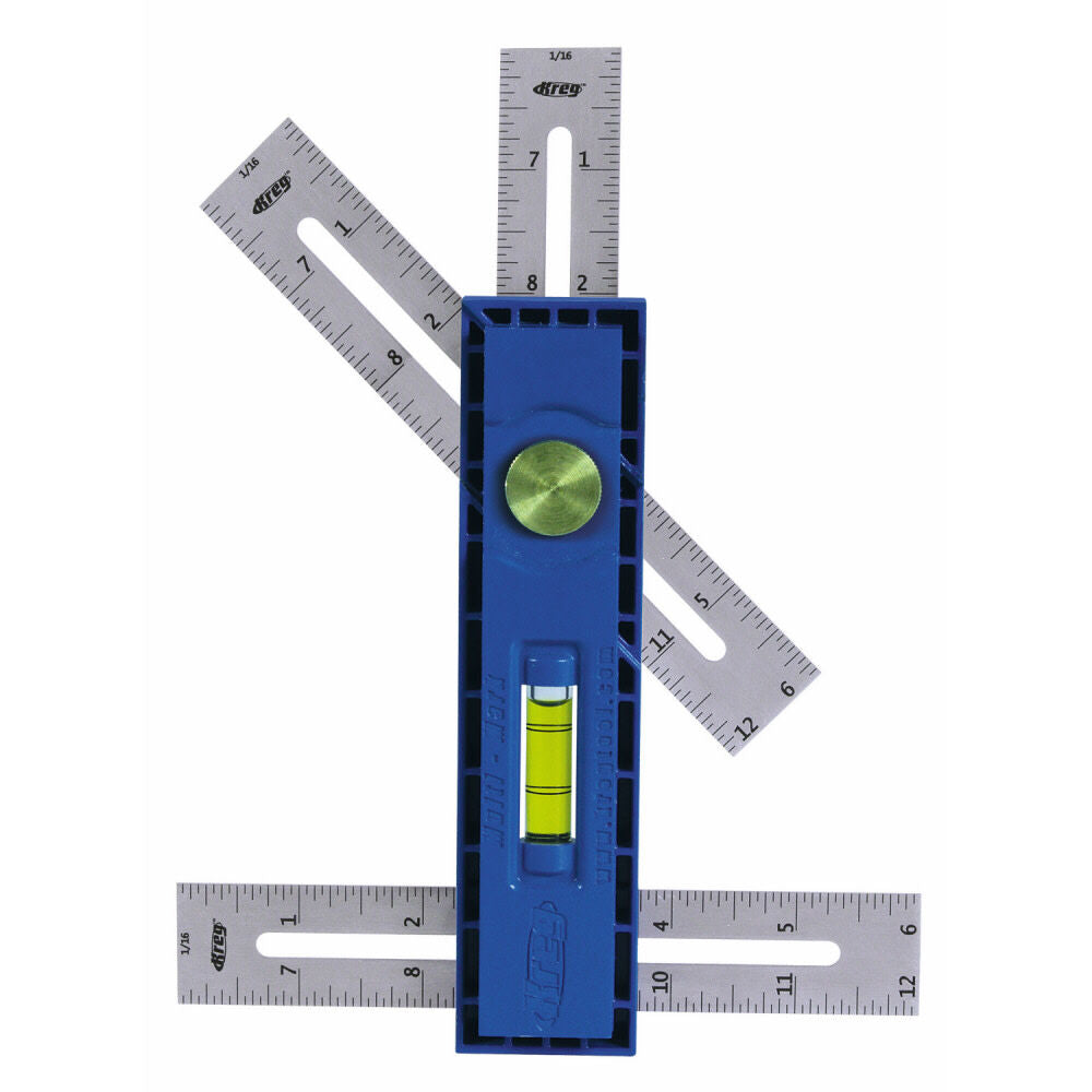 Multi-Mark Jig Accessory with Three Scale Configurations, Imperial and Metric Scale, Built-in Torpedo Level KMA2900