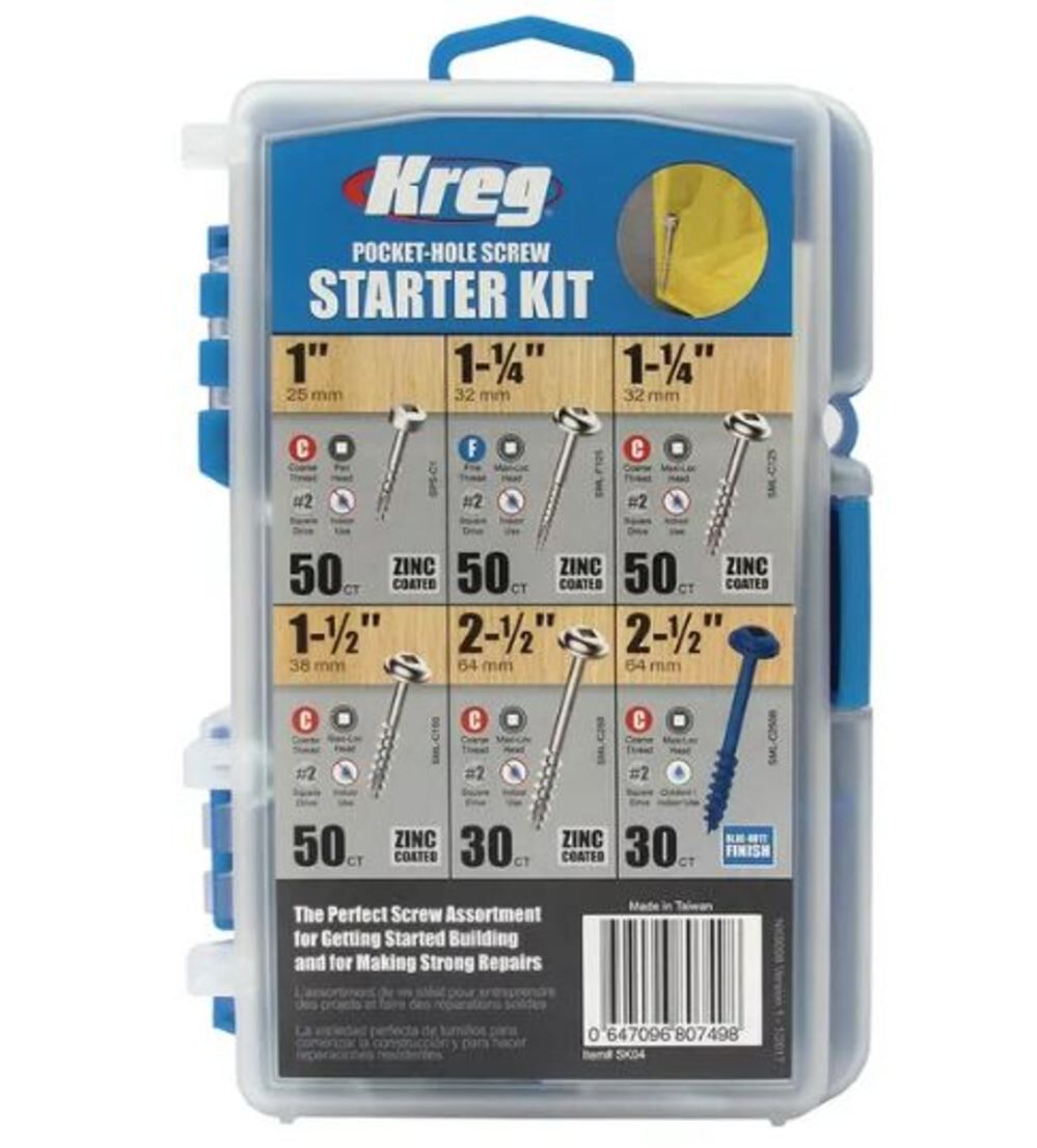 Pocket-hole Starter Screw Kit (260 Screws In 6 Popular Sizes) SK04