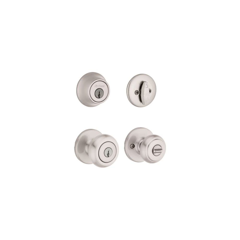 Brushed Nickel Cove Door Knob & Single Cylinder Deadbolt Set 96900-366