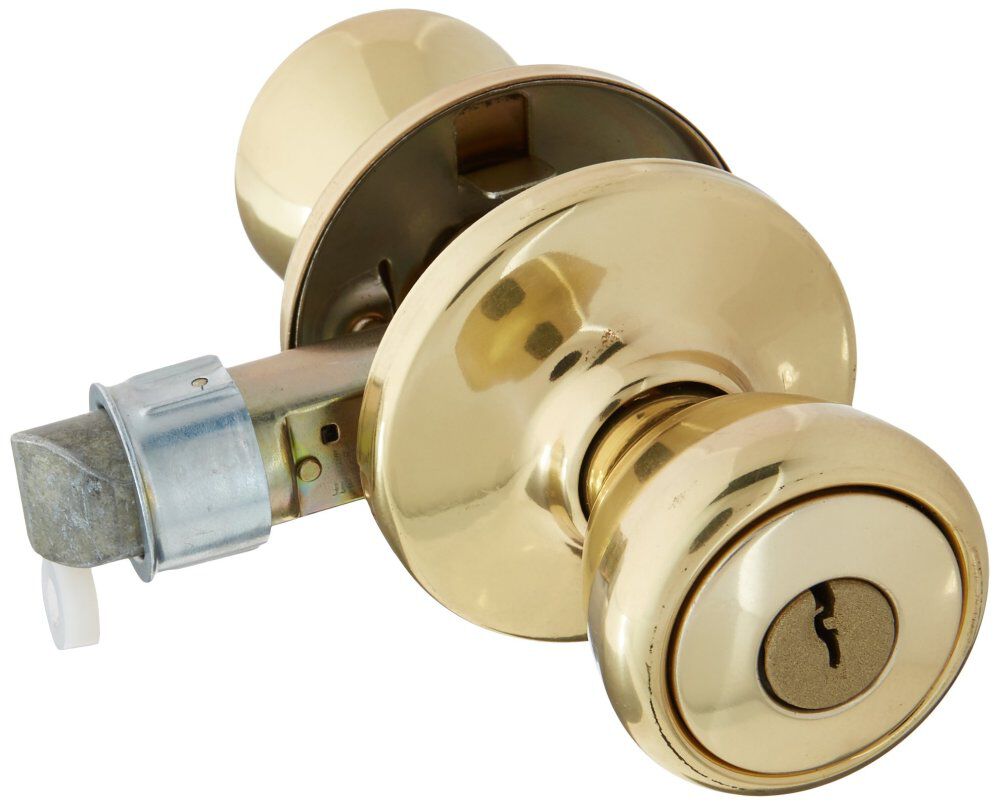 Polished Brass Mobile Home Keyed Entry Lockset Knob 94002-825