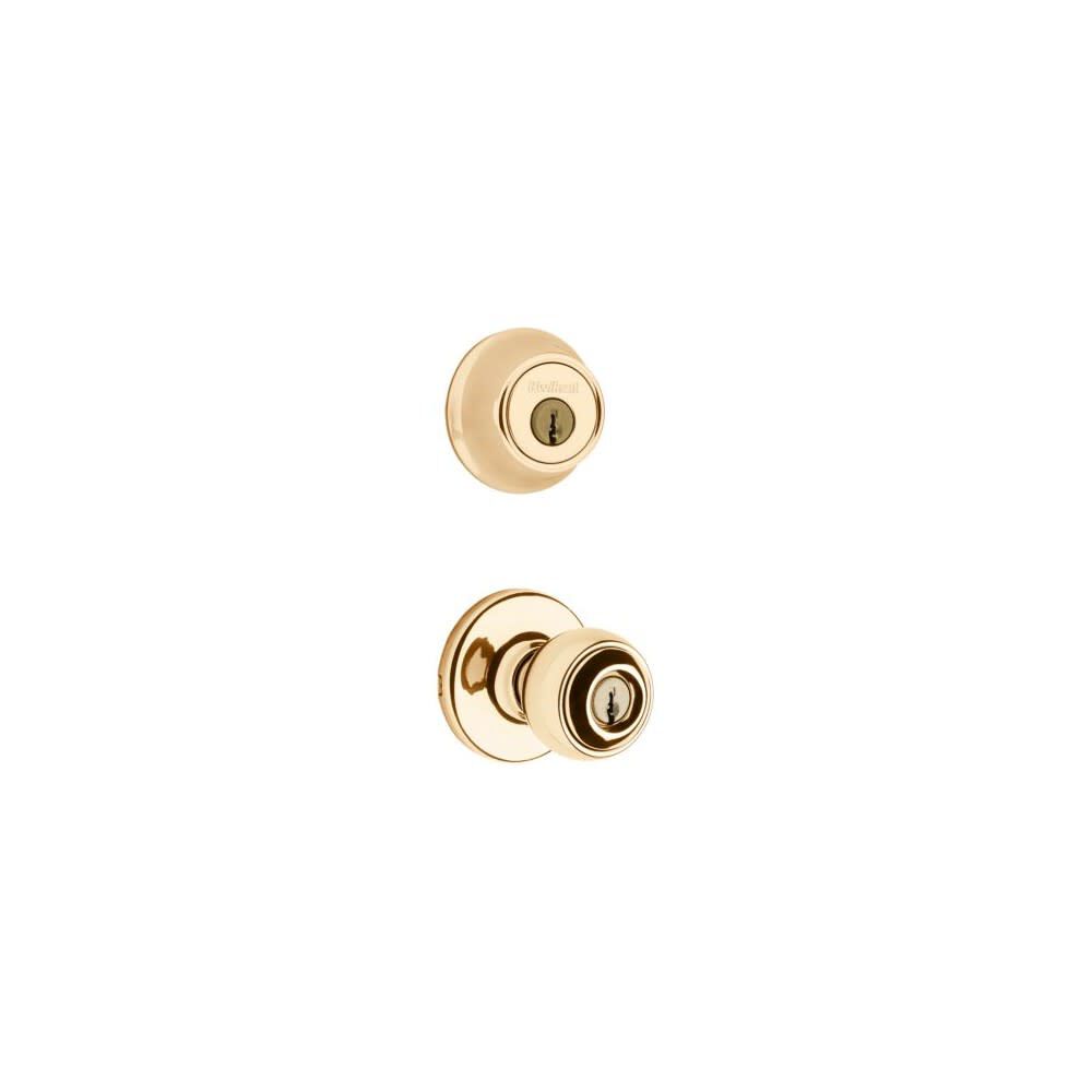 Polished Brass Polo Door Knob & Single Cylinder Deadbolt Set 96900-250