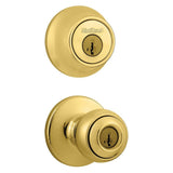 Polished Brass Polo Door Knob & Single Cylinder Deadbolt Set 96900-250