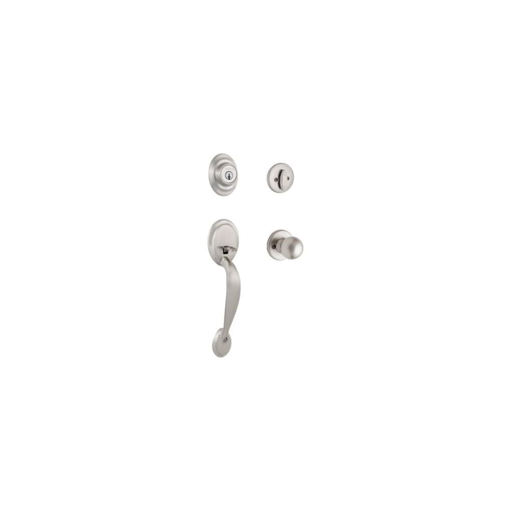 Satin Nickel Dakota Single Cylinder Handleset with Polo Knob 96870-090