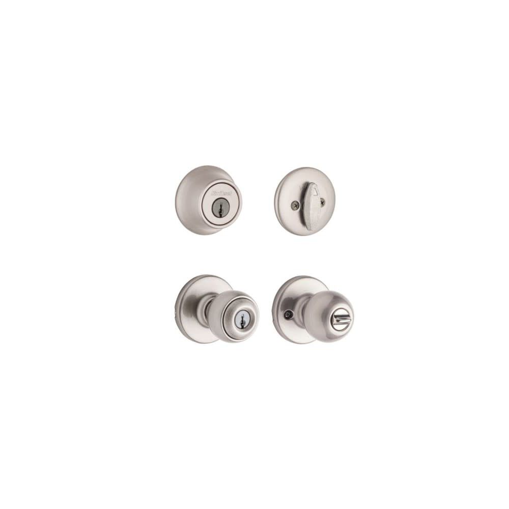 Satin Nickel Polo Door Knob & Single Cylinder Deadbolt Set 96900-320