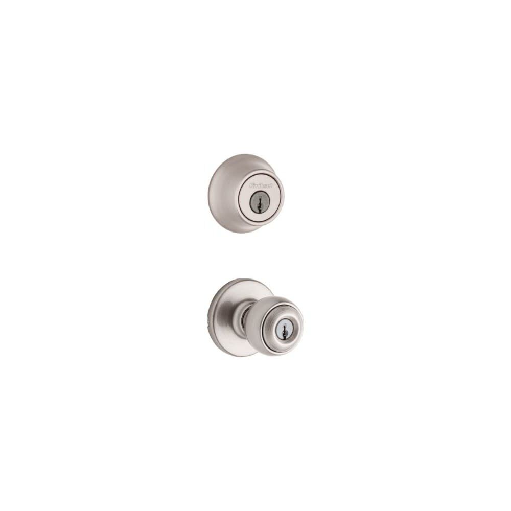 Satin Nickel Polo Door Knob & Single Cylinder Deadbolt Set 96900-320