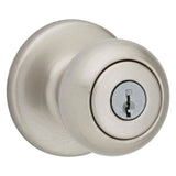 Satin Nickel Security Keyed Entry Exterior Cove Lockset Knob 94002-821