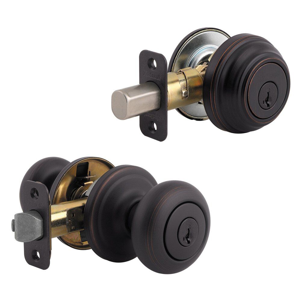 Venetian Bronze Juno Door Knob & Single Cylinder Deadbolt Set 99910-035