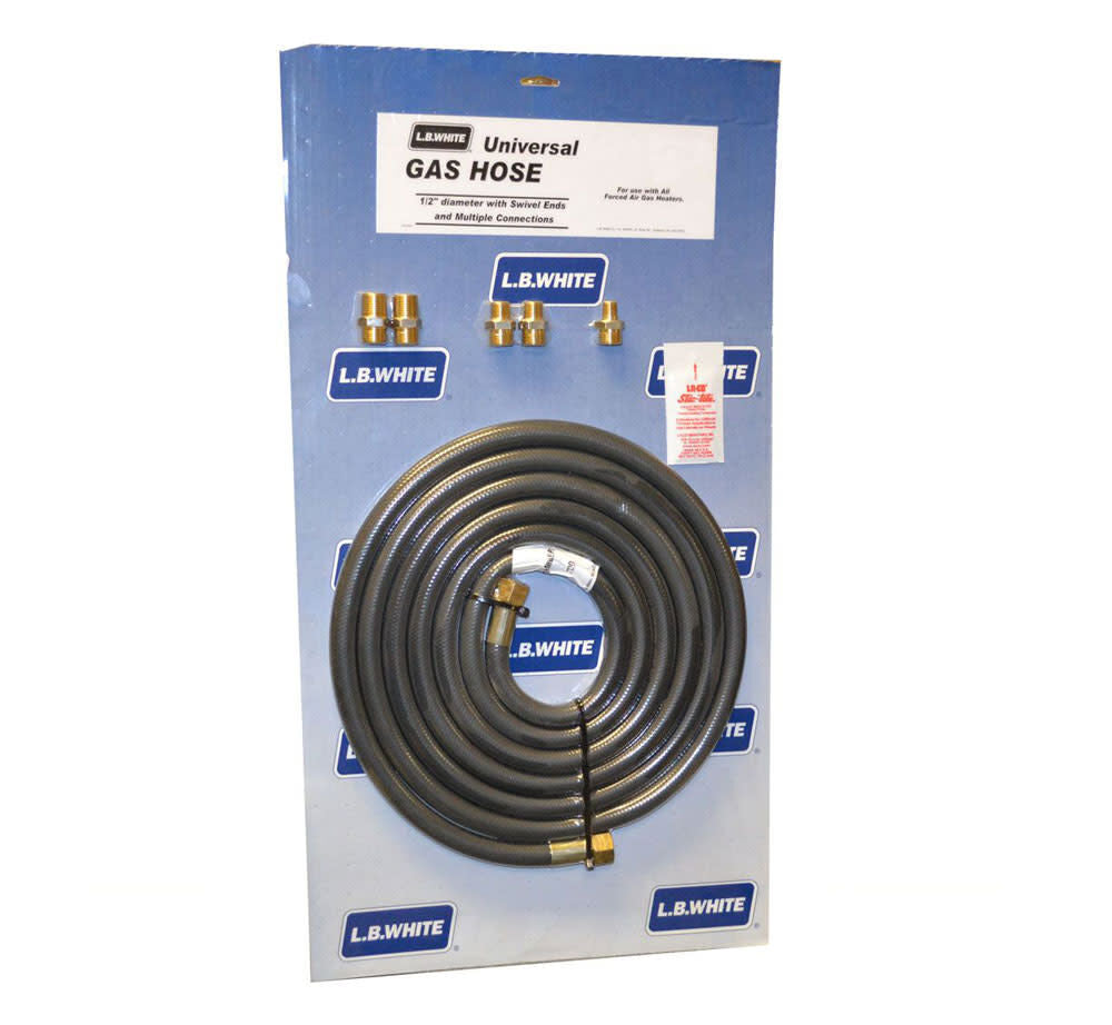 White 1/2 In. x 25 Ft. Universal Gas Hose Kit with 5 Adapters 500-25961