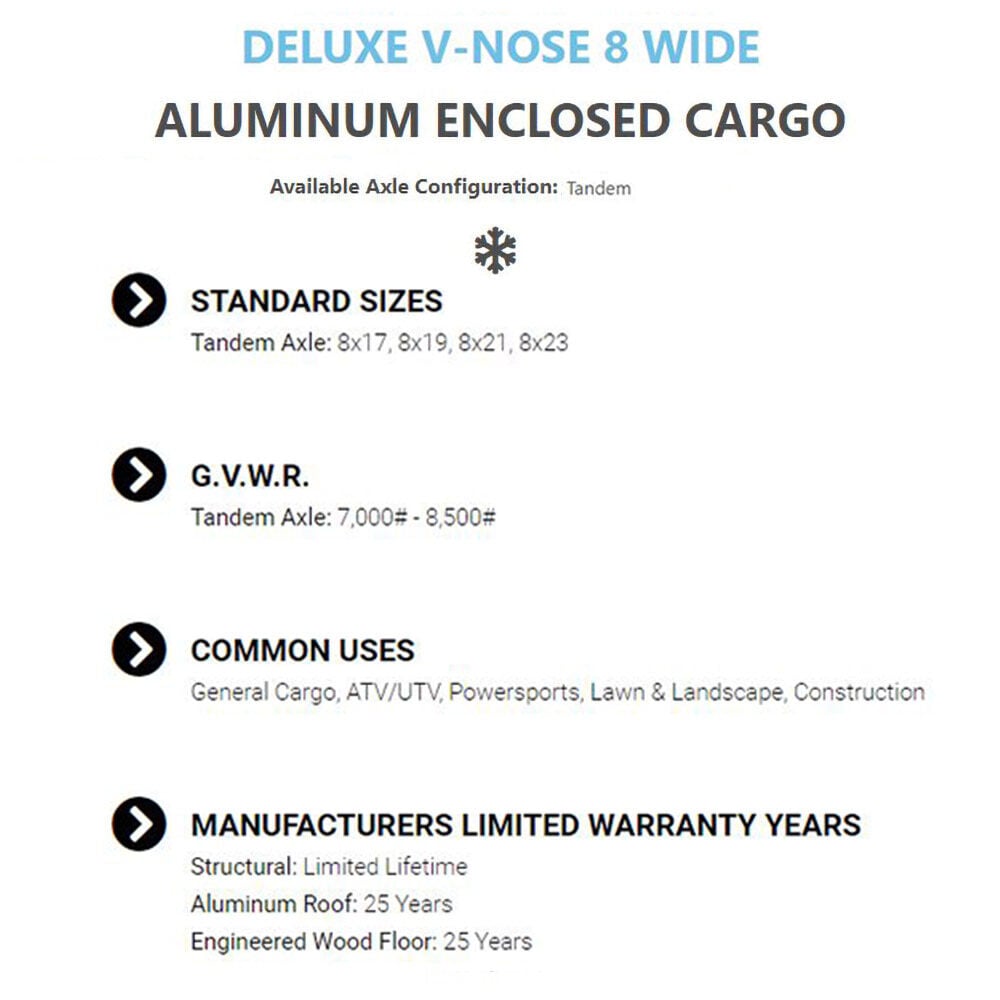 Premium Trailers 17ft Legend Deluxe Aluminum Tandem Axle Enclosed Trailer 8X17DVNTA35