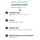 Premium Trailers 7'x22' Open Car Hauler Series Aluminum 7X22OCHTA35