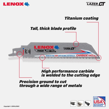 6in 8TPI LAZER CT Reciprocating Saw Blade 3pk 2058828