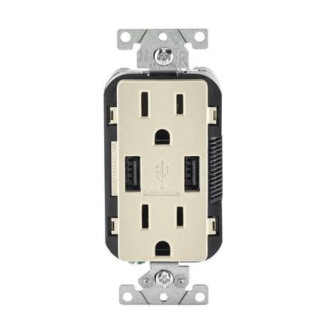 Decora 5-15R Outlet & USB Charger 15A 125V Light Almond 3505625