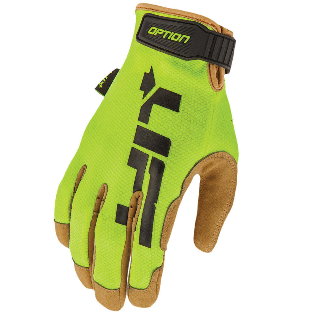 Gloves Synthetic Leather Option with Air Mesh 2X Hi-Viz Yellow GON-17HVBR2L