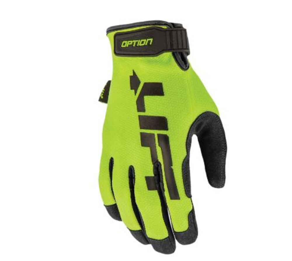 Gloves Synthetic Leather Option with Air Mesh Large Hi-Viz Yellow GON-17HVBRL