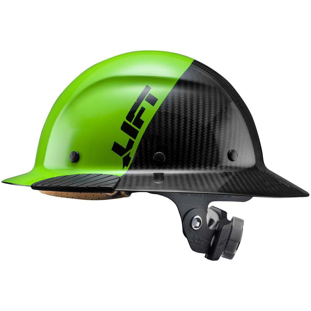 Safety Green Dax Fifty 50 Carbon Fiber Full Brim Hardhat HDF50C-20GC