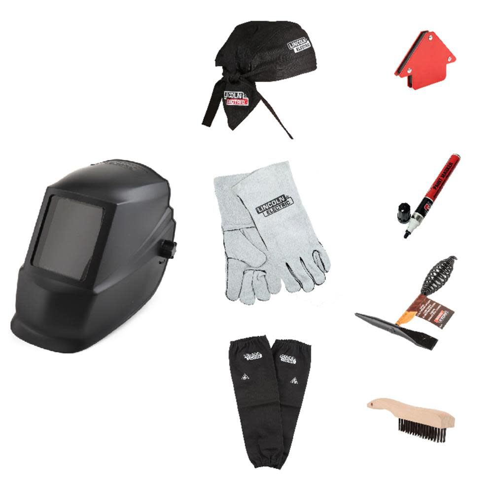 Auto Darkening Shade 11 Black Welding Helmet and Welding Starter Kit KH977