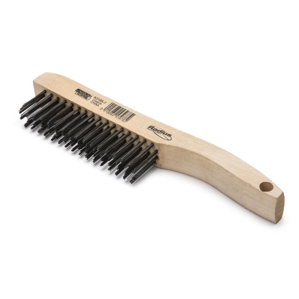 Wire Brush, Brown, Hardwood Handle, 10-in Overall Length, 4 x 16 Rows, 1-1/8-in Trim KH585