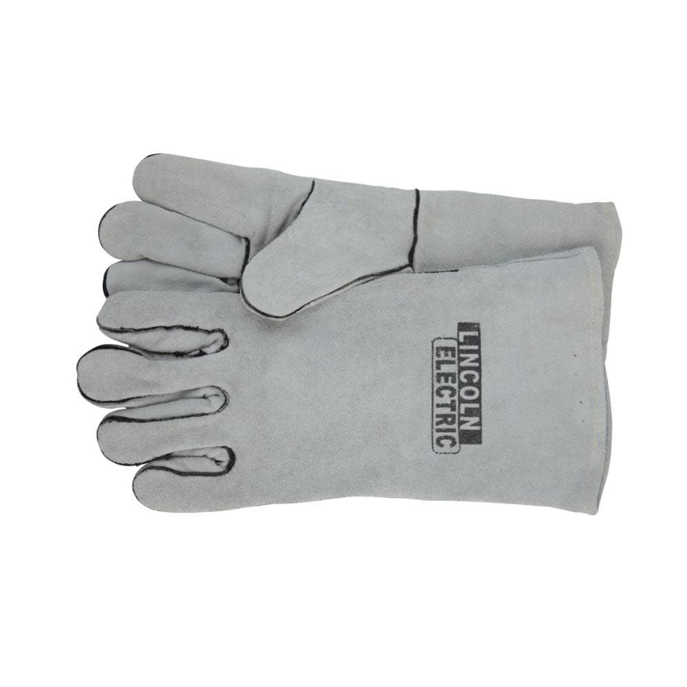 Gray X-large Welding Gloves - Split Cowhide Leather, Flame Resistant, 13 Inches, General Use KH641