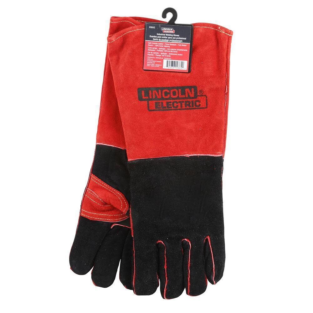 Industrial Welding Gloves - Red Black Leather KH643