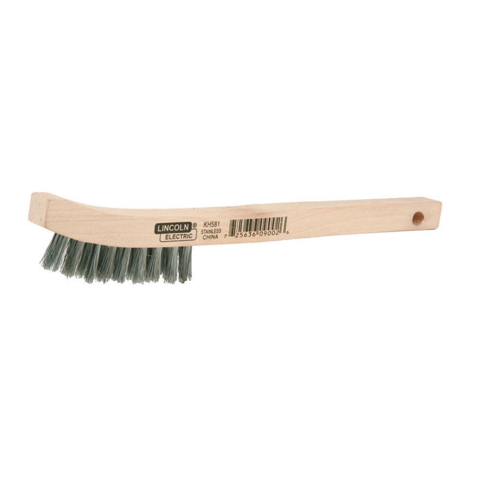 Medium Stainless Steel Wire Brush 2x9, Brown, Curved Handle, Light-Duty Cleaning, Weld Cleaning KH581