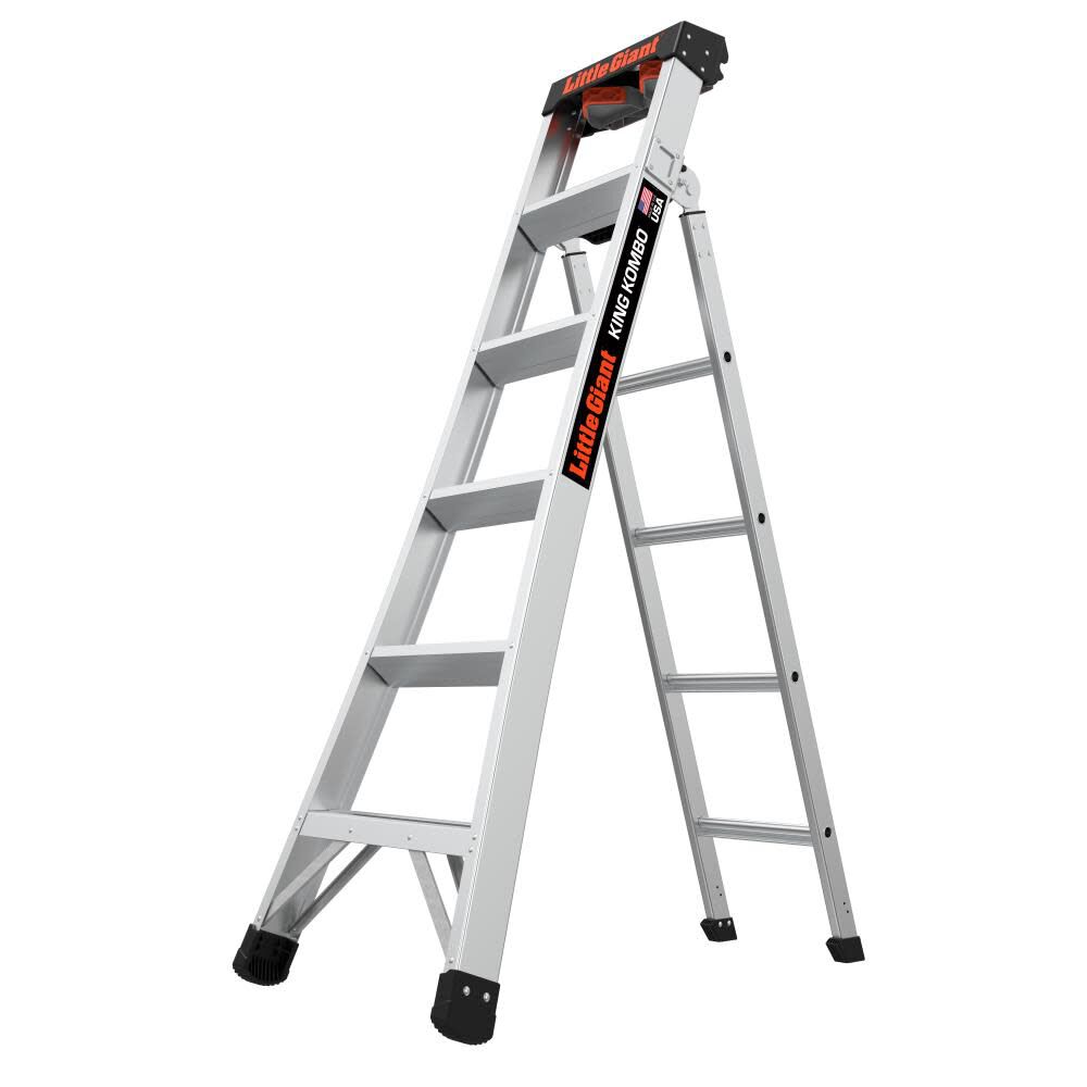 King Kombo Professional 6' ANSI Type IA 300 lb Aluminum 3-in-1 All-Access Combination Ladder 14906-001