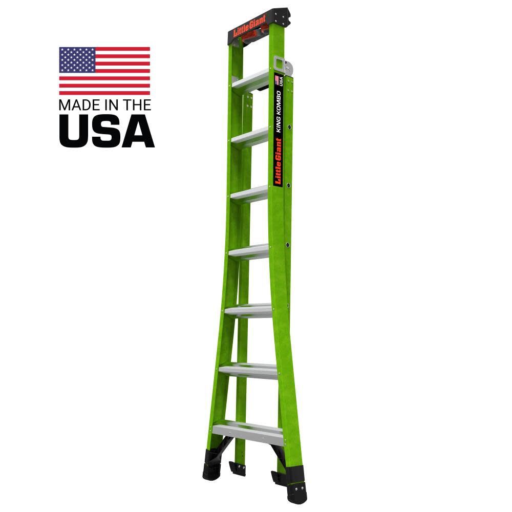 King Kombo Professional 8' ANSI Type IAA 375 lb Rated Fiberglass 3-in-1 All-Access Combination Ladder 13908-001