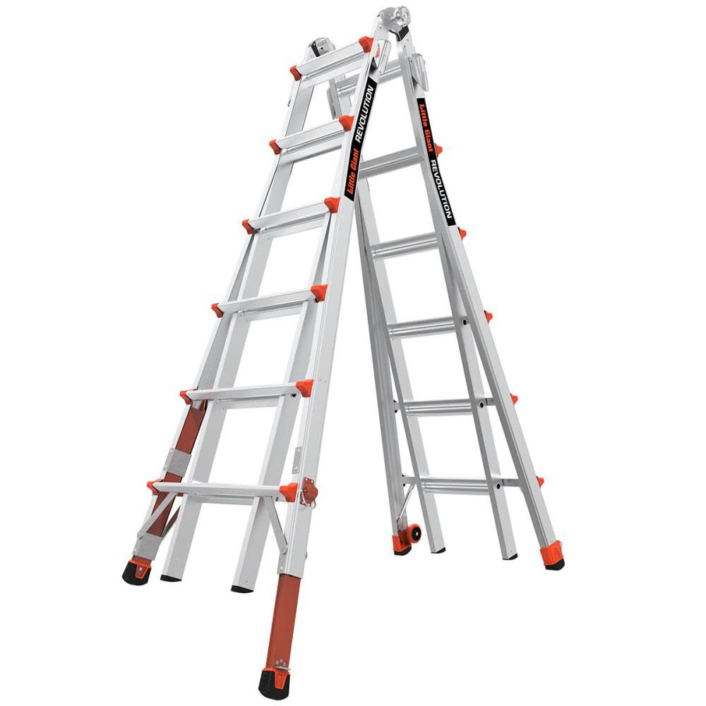 Revolution M26 Aluminum Type-1A Telescoping Multi-Position Ladder with Ratchet Leg Leveler 12026-801