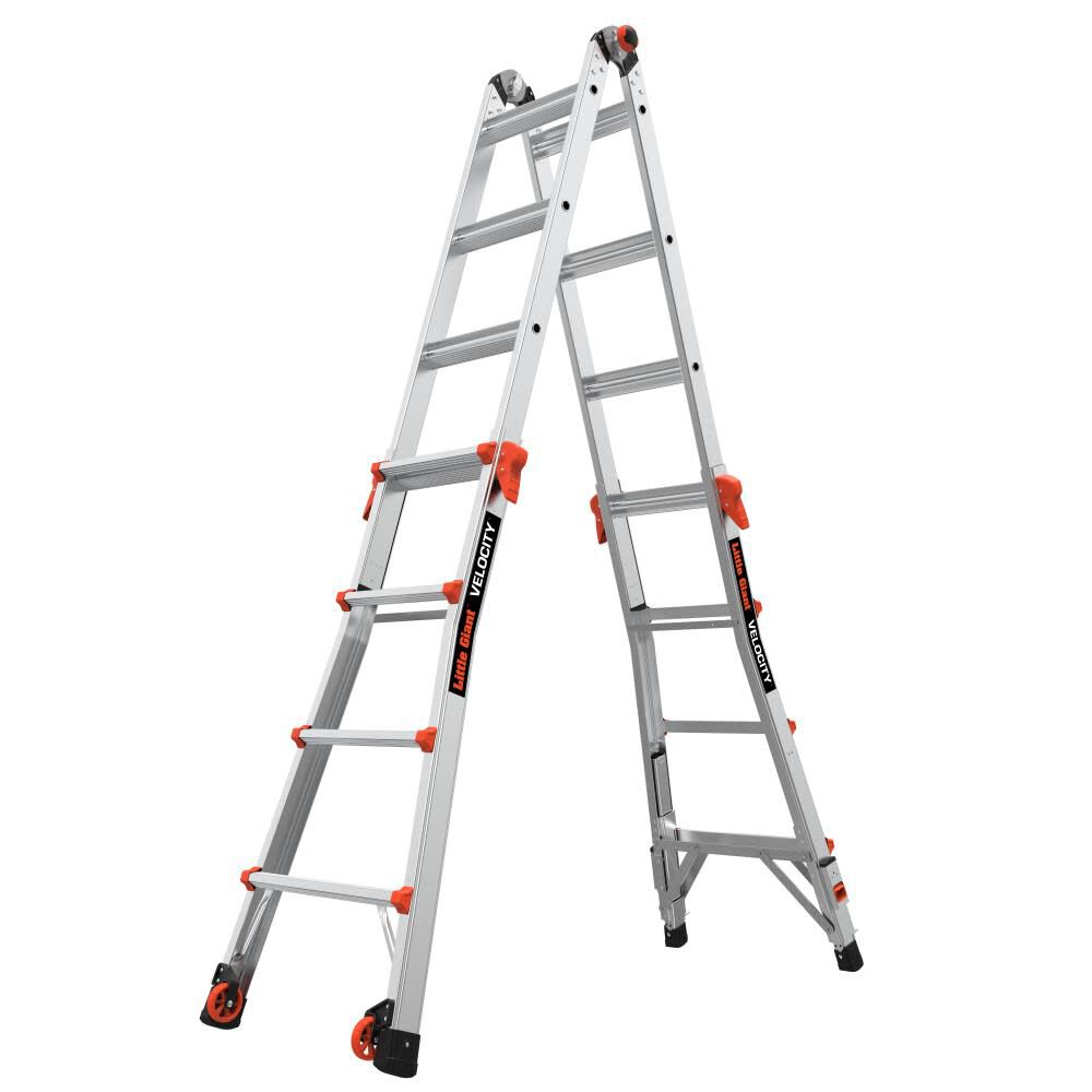 Velocity Model 17 - ANSI Type IA - 300 lb Rated Aluminum Articulated Extendable Ladder with Ratchet Levelers 15417-801