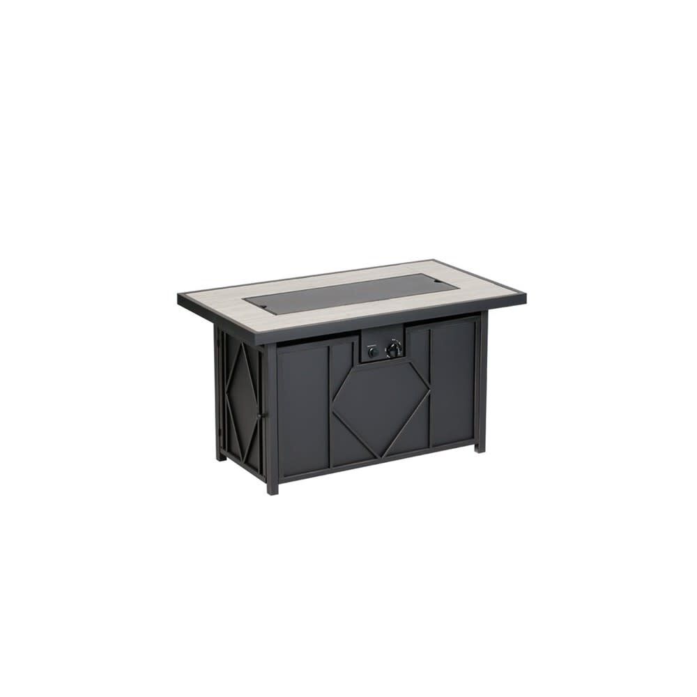 Fire Pit Table Black Steel Rectangle Propane SRGF11666