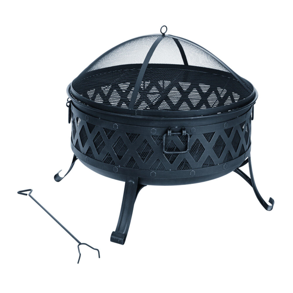 Lattice Round Fire Pit Black Steel SRFP11222