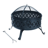 Lattice Round Fire Pit Black Steel SRFP11222