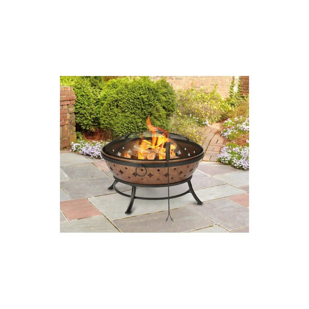 Noma Round Wood Fire Pit 36in Copper/Black Steel SRFP11907