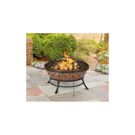 Accents Noma Round Wood Fire Pit 36in Copper/Black Steel SRFP11907
