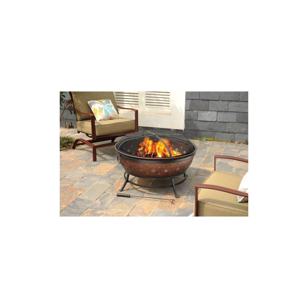 Noma Round Wood Fire Pit 36in Copper/Black Steel SRFP11907