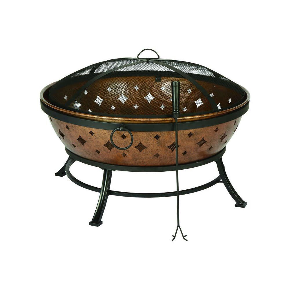 Noma Round Wood Fire Pit 36in Copper/Black Steel SRFP11907