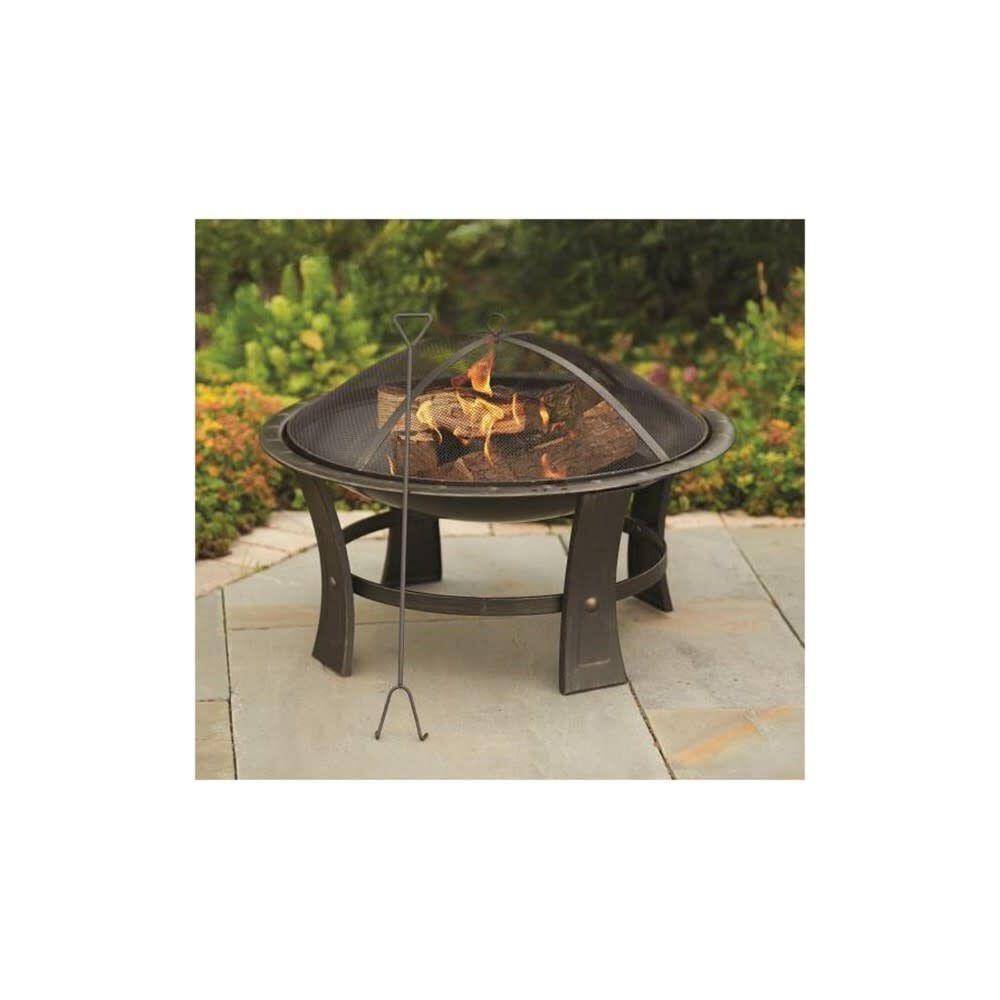 Round Wood Fire Pit 29in Bronze Steel SRFP11637