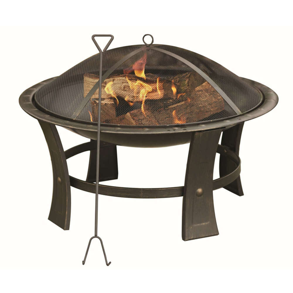 Round Wood Fire Pit 29in Bronze Steel SRFP11637