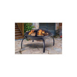 Round Wood Fire Pit Black Steel Portable SRFP481