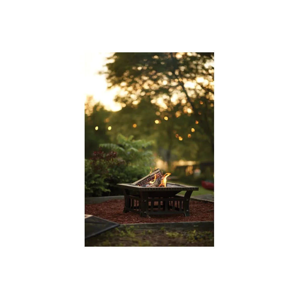 Wood Fire Pit 30in Steel American Flag Square SRFP21627