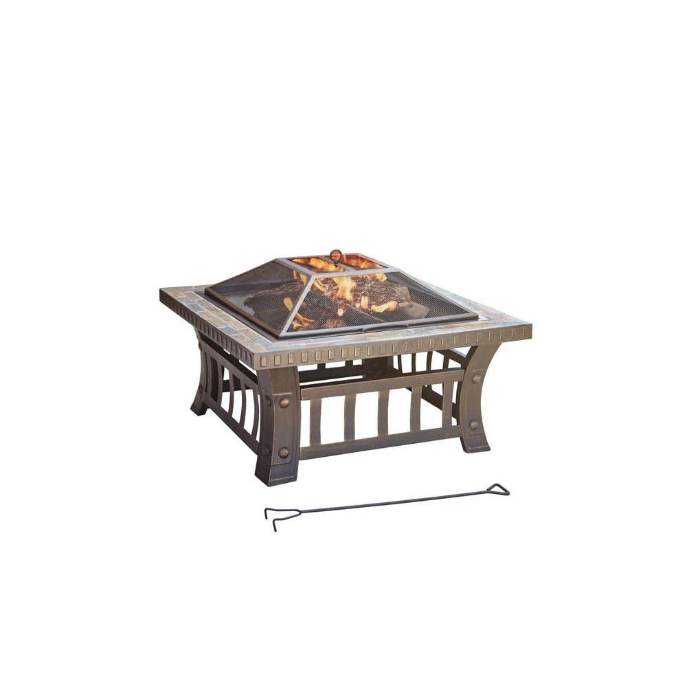 Wood Fire Pit 30in Steel American Flag Square SRFP21627