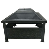 Wood Fire Pit 34in Black Steel Square SRFP22001