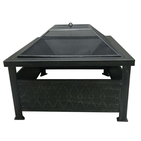 Accents Wood Fire Pit 34in Black Steel Square SRFP22001