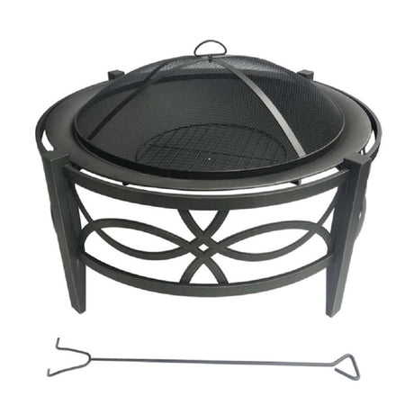 Accents Wood Fire Pit 35in Black Steel Round SRFP12004